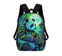 sinyumoney Children's Backpack, Neon Panda in Bamboo Forest Schoolbag Large Capacity Students Bookbag Rucksack Knapsack for Boys Girls Adults Teen 17inch