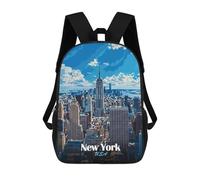 sinyumoney Children's Backpack New York City Skyline Illustration School Rucksack 3D School Bag Kids School Backpack School Bags Fashion Backpack with Pocket Book Bags 17inch