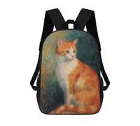 sinyumoney Children's Backpack, Orange Tabby Cat Painting -2 Schoolbag Large Capacity Students Bookbag Rucksack Knapsack for Boys Girls Adults Teen 17inch