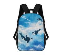 sinyumoney Children's Backpack Orcas in The Sky Watercolor Painting School Rucksack 3D School Bag Kids School Backpack School Bags Fashion Backpack with Pocket Book Bags 17inch