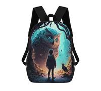 sinyumoney Children's Backpack, Owl Encounter in The Forest Schoolbag Large Capacity Students Bookbag Rucksack Knapsack for Boys Girls Adults Teen 17inch