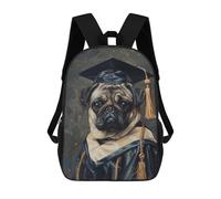 sinyumoney Children's Backpack, Pug Graduation Portrait Art Schoolbag Large Capacity Students Bookbag Rucksack Knapsack for Boys Girls Adults Teen 17inch