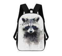 sinyumoney Children's Backpack, Raccoon Ink Art Schoolbag Large Capacity Students Bookbag Rucksack Knapsack for Boys Girls Adults Teen 17inch