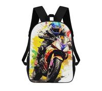 sinyumoney Children's Backpack, Racing Spirit Motorcycle Artwork -1 Schoolbag Large Capacity Students Bookbag Rucksack Knapsack for Boys Girls Adults Teen 17inch