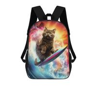 sinyumoney Children's Backpack Rainbow Cat Astro Surfer School Rucksack 3D School Bag Kids School Backpack School Bags Fashion Backpack with Pocket Book Bags 17inch