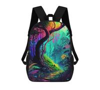 sinyumoney Children's Backpack, Rainbow Forest Pathway Schoolbag Large Capacity Students Bookbag Rucksack Knapsack for Boys Girls Adults Teen 17inch