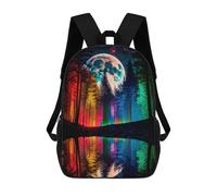 sinyumoney Children's Backpack, Rainbow Forest Reflections Schoolbag Large Capacity Students Bookbag Rucksack Knapsack for Boys Girls Adults Teen 17inch