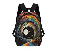 sinyumoney Children's Backpack, Rainbow Journey to The Stars Schoolbag Large Capacity Students Bookbag Rucksack Knapsack for Boys Girls Adults Teen 17inch