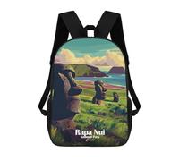 sinyumoney Children's Backpack Rapa Nui National Park Chile School Rucksack 3D School Bag Kids School Backpack School Bags Fashion Backpack with Pocket Book Bags 17inch