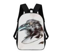 sinyumoney Children's Backpack Raven Head Fractal School Rucksack 3D School Bag Kids School Backpack School Bags Fashion Backpack with Pocket Book Bags 17inch