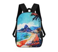 sinyumoney Children's Backpack Rio De Janeiro Art School Rucksack 3D School Bag Kids School Backpack School Bags Fashion Backpack with Pocket Book Bags 17inch