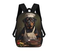 sinyumoney Children's Backpack, Rottweiler Chef Schoolbag Large Capacity Students Bookbag Rucksack Knapsack for Boys Girls Adults Teen 17inch