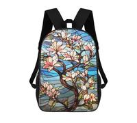 sinyumoney Children's Backpack Sakura Bloom Japanese Art School Rucksack 3D School Bag Kids School Backpack School Bags Fashion Backpack with Pocket Book Bags 17inch