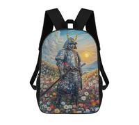 sinyumoney Children's Backpack, Samurai in Flower Field Schoolbag Large Capacity Students Bookbag Rucksack Knapsack for Boys Girls Adults Teen 17inch