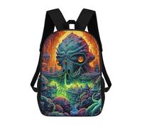 sinyumoney Children's Backpack, Schoolbag Alien Cityscape Surreal Artwork Large Capacity Students Bookbag Rucksack Knapsack for Boys Girls Adults Teen 17inch