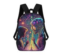 sinyumoney Children's Backpack, Schoolbag Alien Encounter in Neon Lights Large Capacity Students Bookbag Rucksack Knapsack for Boys Girls Adults Teen 17inch