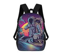 sinyumoney Children's Backpack, Schoolbag Astronaut DJ in Space Large Capacity Students Bookbag Rucksack Knapsack for Boys Girls Adults Teen 17inch