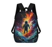 sinyumoney Children's Backpack, Schoolbag Astronaut in Cosmic Flames Large Capacity Students Bookbag Rucksack Knapsack for Boys Girls Adults Teen 17inch