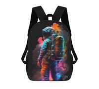 sinyumoney Children's Backpack, Schoolbag Astronaut in Neon Colors Large Capacity Students Bookbag Rucksack Knapsack for Boys Girls Adults Teen 17inch