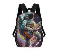 sinyumoney Children's Backpack, Schoolbag Astronaut in Space Playing Guitar Large Capacity Students Bookbag Rucksack Knapsack for Boys Girls Adults Teen 17inch