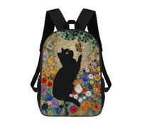 sinyumoney Children's Backpack, Schoolbag Black Cat Butterfly Garden Large Capacity Students Bookbag Rucksack Knapsack for Boys Girls Adults Teen 17inch