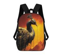 sinyumoney Children's Backpack, Schoolbag Black Peacock Art Print Large Capacity Students Bookbag Rucksack Knapsack for Boys Girls Adults Teen 17inch