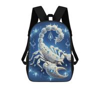sinyumoney Children's Backpack, Schoolbag Blue Crystal Scorpion Artwork Large Capacity Students Bookbag Rucksack Knapsack for Boys Girls Adults Teen 17inch