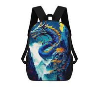 sinyumoney Children's Backpack, Schoolbag Blue Dragon in Mountainscape Large Capacity Students Bookbag Rucksack Knapsack for Boys Girls Adults Teen 17inch