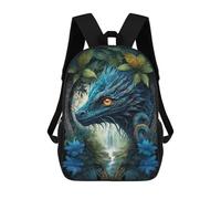 sinyumoney Children's Backpack, Schoolbag Blue Dragon's Gaze Large Capacity Students Bookbag Rucksack Knapsack for Boys Girls Adults Teen 17inch