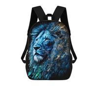 sinyumoney Children's Backpack, Schoolbag Blue Lion Artwork Large Capacity Students Bookbag Rucksack Knapsack for Boys Girls Adults Teen 17inch