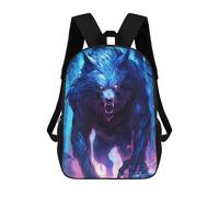 sinyumoney Children's Backpack, Schoolbag Blue Wolf Fantasy Art Large Capacity Students Bookbag Rucksack Knapsack for Boys Girls Adults Teen 17inch