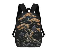 sinyumoney Children's Backpack, Schoolbag Cherry Blossoms Gold Large Capacity Students Bookbag Rucksack Knapsack for Boys Girls Adults Teen 17inch