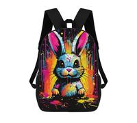 sinyumoney Children's Backpack, Schoolbag Colorful Bunny Splash Art Large Capacity Students Bookbag Rucksack Knapsack for Boys Girls Adults Teen 17inch