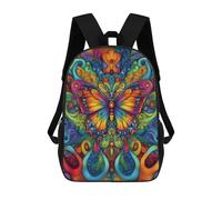 sinyumoney Children's Backpack, Schoolbag Colorful Butterfly Art Print-3 Large Capacity Students Bookbag Rucksack Knapsack for Boys Girls Adults Teen 17inch