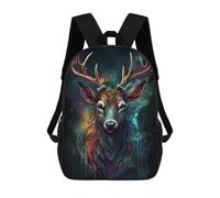 sinyumoney Children's Backpack, Schoolbag Colorful Deer Portrait-1 Large Capacity Students Bookbag Rucksack Knapsack for Boys Girls Adults Teen 17inch