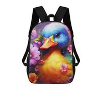 sinyumoney Children's Backpack, Schoolbag Colorful Duck with Flowers Large Capacity Students Bookbag Rucksack Knapsack for Boys Girls Adults Teen 17inch