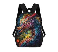 sinyumoney Children's Backpack, Schoolbag Colorful Fantasy Dragon Artwork Large Capacity Students Bookbag Rucksack Knapsack for Boys Girls Adults Teen 17inch
