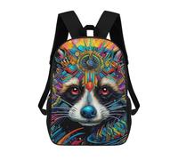 sinyumoney Children's Backpack, Schoolbag Colorful Fox Portrait-12 Large Capacity Students Bookbag Rucksack Knapsack for Boys Girls Adults Teen 17inch