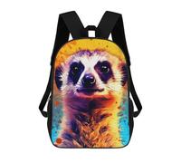 sinyumoney Children's Backpack, Schoolbag Colorful Meerkat Portrait -1 Large Capacity Students Bookbag Rucksack Knapsack for Boys Girls Adults Teen 17inch