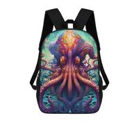 sinyumoney Children's Backpack, Schoolbag Colorful Octopus in Fantasy Ocean Large Capacity Students Bookbag Rucksack Knapsack for Boys Girls Adults Teen 17inch