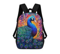 sinyumoney Children's Backpack, Schoolbag Colorful Peacock Artwork-4 Large Capacity Students Bookbag Rucksack Knapsack for Boys Girls Adults Teen 17inch
