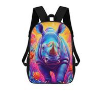 sinyumoney Children's Backpack, Schoolbag Colorful Rhino Painting Large Capacity Students Bookbag Rucksack Knapsack for Boys Girls Adults Teen 17inch