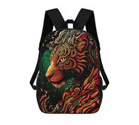 sinyumoney Children's Backpack, Schoolbag Colorful Tiger Illustration Large Capacity Students Bookbag Rucksack Knapsack for Boys Girls Adults Teen 17inch