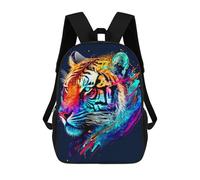 sinyumoney Children's Backpack, Schoolbag Colorful Tiger Portrait-28 Large Capacity Students Bookbag Rucksack Knapsack for Boys Girls Adults Teen 17inch