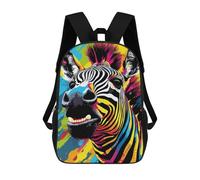 sinyumoney Children's Backpack, Schoolbag Colorful Zebra Art Print Large Capacity Students Bookbag Rucksack Knapsack for Boys Girls Adults Teen 17inch