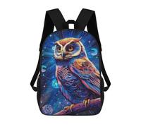 sinyumoney Children's Backpack, Schoolbag Cosmic Owl Artwork Large Capacity Students Bookbag Rucksack Knapsack for Boys Girls Adults Teen 17inch