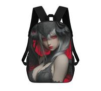 sinyumoney Children's Backpack, Schoolbag Demon Girl with Red Eyes Portrait Large Capacity Students Bookbag Rucksack Knapsack for Boys Girls Adults Teen 17inch