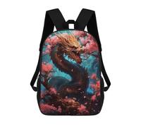 sinyumoney Children's Backpack, Schoolbag Dragon Amidst Cherry Blossoms -6 Large Capacity Students Bookbag Rucksack Knapsack for Boys Girls Adults Teen 17inch