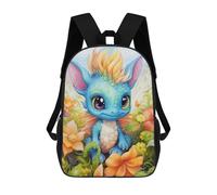 sinyumoney Children's Backpack, Schoolbag Dragon in A Garden of Flowers Large Capacity Students Bookbag Rucksack Knapsack for Boys Girls Adults Teen 17inch