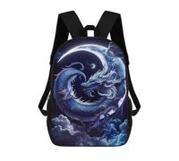 sinyumoney Children's Backpack, Schoolbag Dragon Moon Fantasy Art -5 Large Capacity Students Bookbag Rucksack Knapsack for Boys Girls Adults Teen 17inch